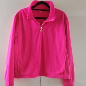 Lilly Pulitzer Noreen Pullover Pink Palms Fleece Jacket